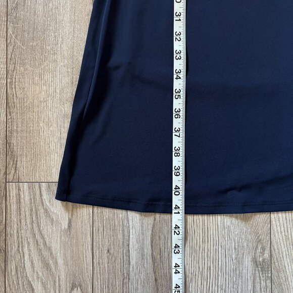 41 Hawthorn Navy Blue Faux Wrap Dress Womens Medium Scandi Minimalist Office - Picture 9 of 13